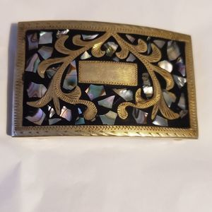 Alpaca Mexico Abalone Silver Vintage Belt Buckle